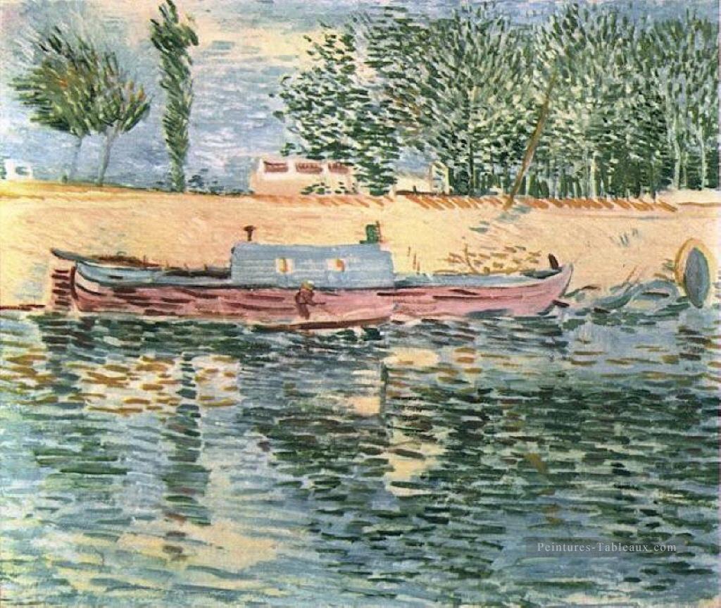 Les rives de la Seine avec des bateaux Vincent van Gogh Peintures à l'huile